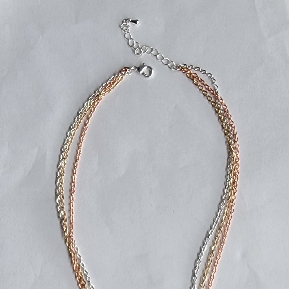 Nwot Liv Oliver Tri Color Multi Layer Necklace - image 6